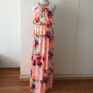 Bebe Gold Collar Maxi Dress
